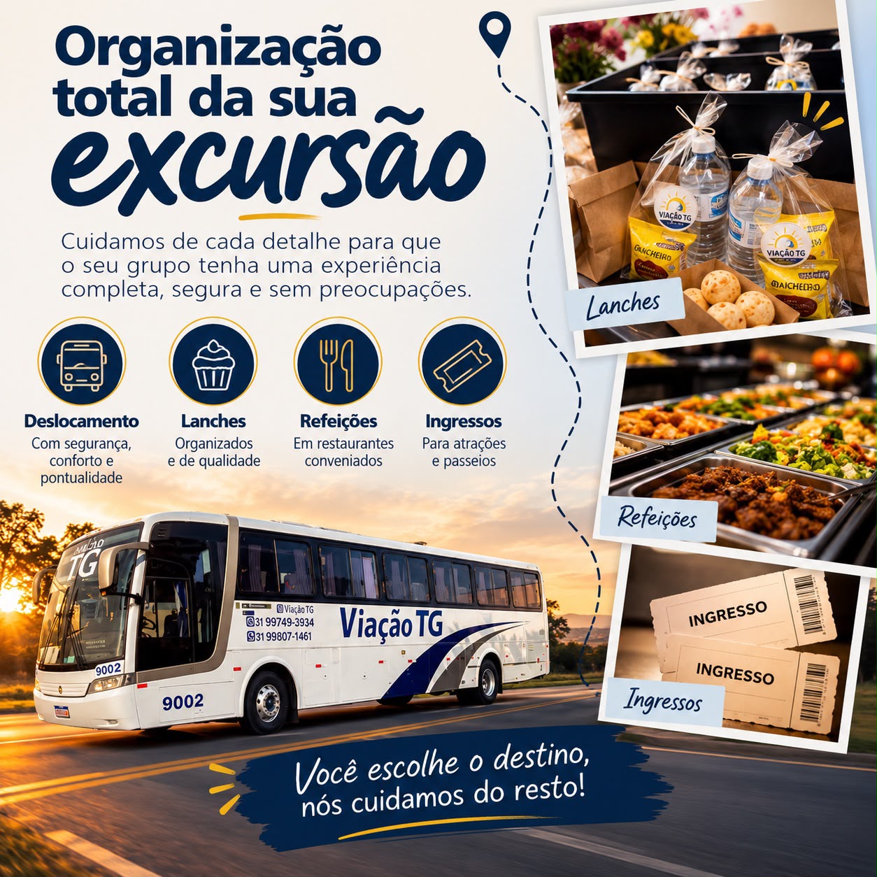 Serviços de organização de excursões da Viação TG